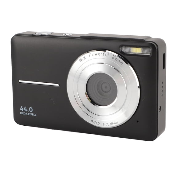 BIMZUC Digital Camera 44MP 1080P FHD 16X Zoom 2.4 Inch Color Screen Compact Small Camera for Kids Teens Beginners Black (10 inches / 25.4 cm)