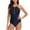 Navy, variant on Fesfesfes Women One-piece Swimsuit Tummy Control Halter Neck Monokini Bathingsuit Stretch Swimwear Solid Color Swimsuit Gifts for Her