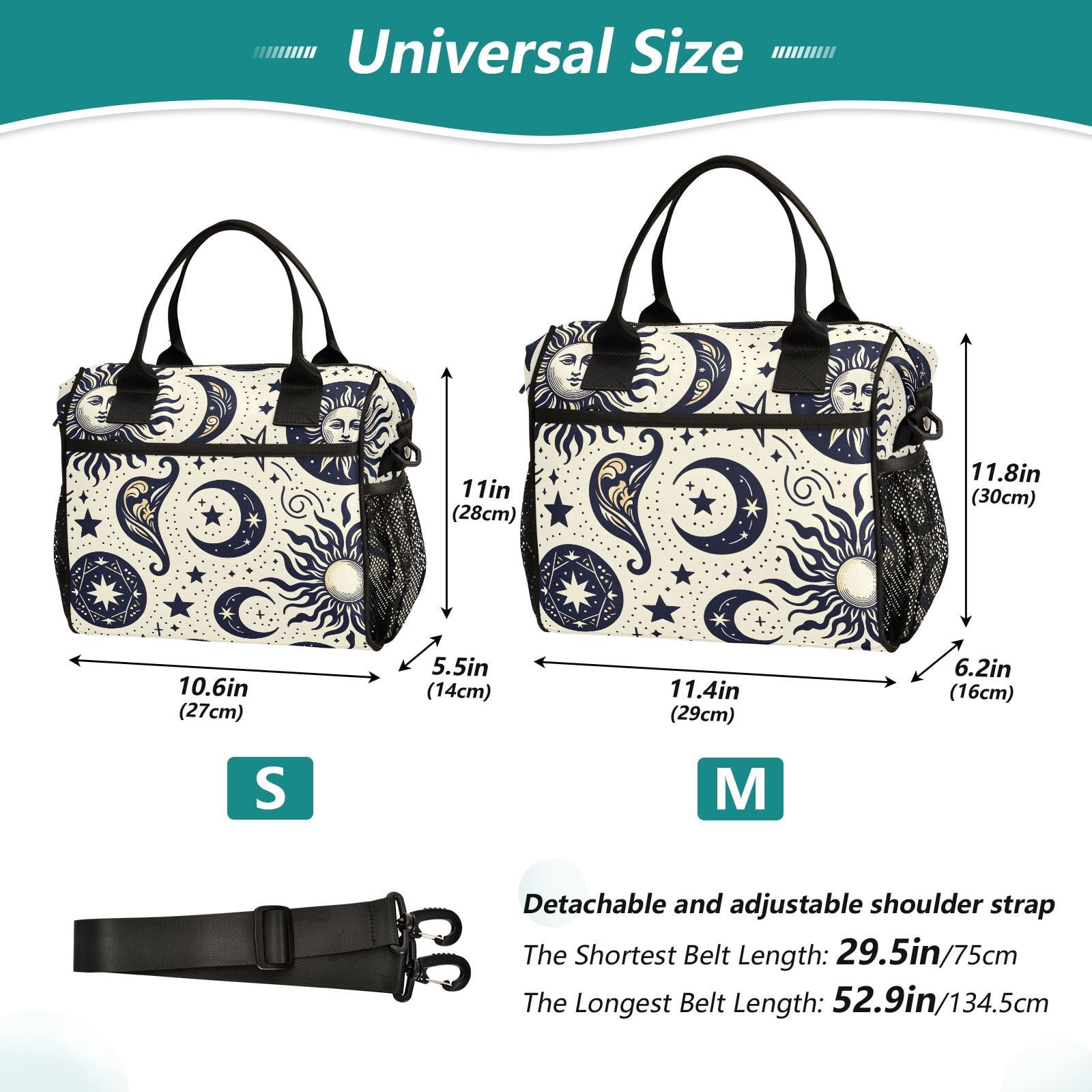 Sun and Moon Cooler Bag Lunch Bag Soft Cooler Cooling Tote Insulated Lunch Box for Adult Men Women