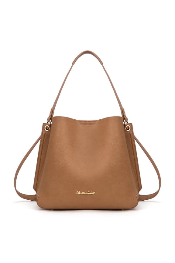 Hobo Purse for Women Bucket Shoulder Bag with Crossbody Strap, Brown