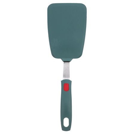 OUNONA Dark Green Silicone Turner, Thin Design, Nonstick Spatula for Home Cooking and Baking