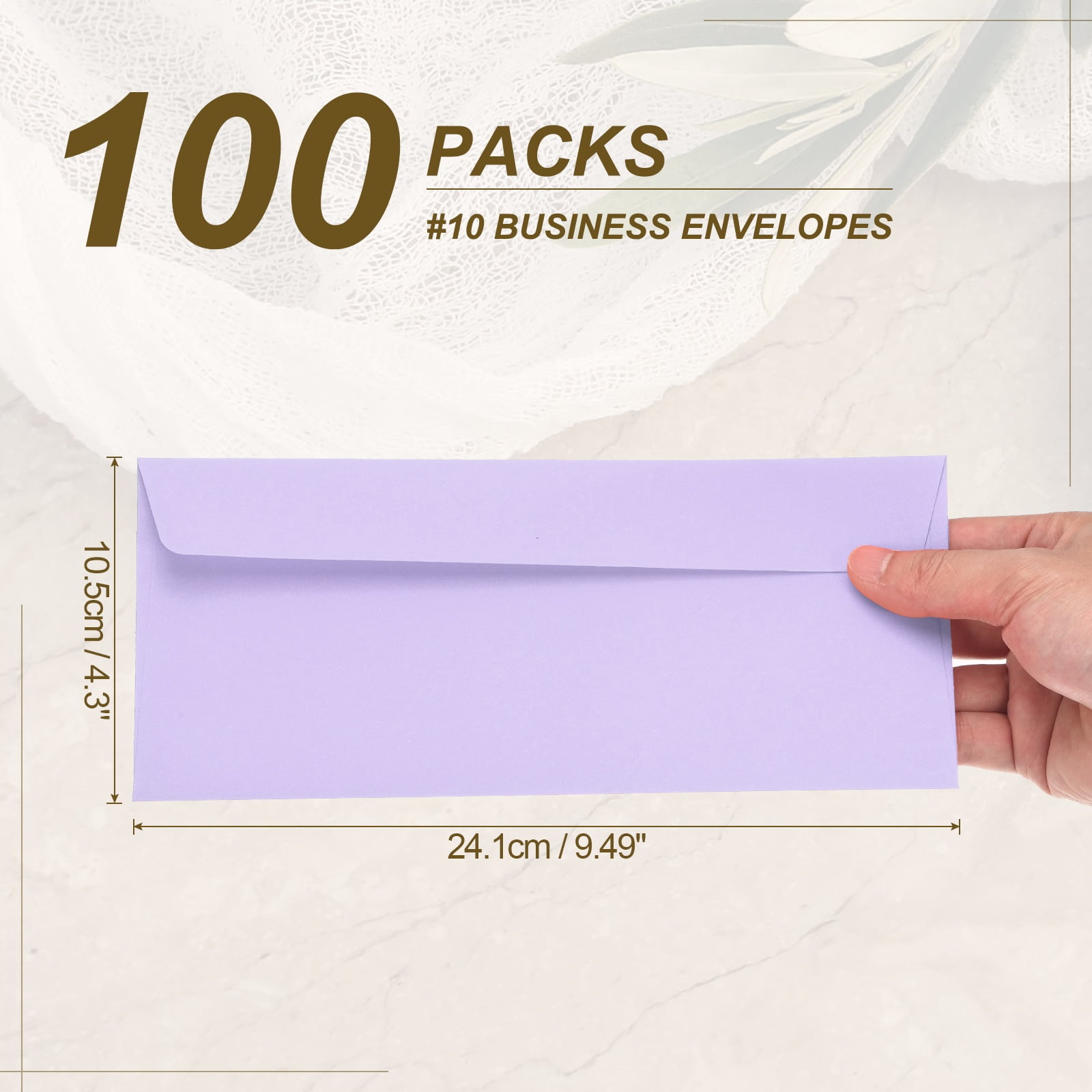 Uxcell 100 Pack Light Purple #10 Business Envelopes, Colored Self Seal Letter Size