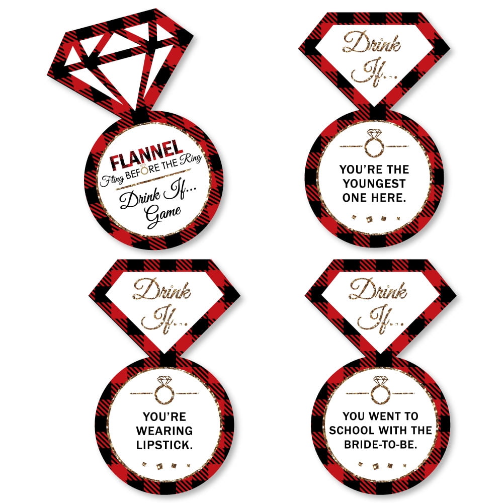 Drink If Game - Flannel Fling The Ring - Buffalo Plaid Bachelorette Party Game - 24 Count - Walmart.com
