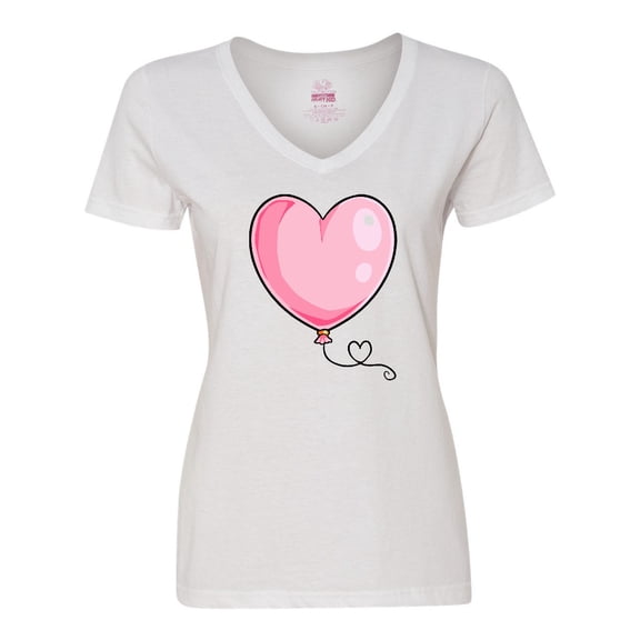 Inktastic Pink Balloon Heart Women's V-Neck T-Shirt