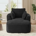 thumbnail image 2 of Muumblus Chaise Lounge Indoor, Cozy Lounge Chair Sleeper Sofa for Adults, No Assembly Required, Black Corduroy, 2 of 10