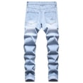 thumbnail image 6 of Authentics Men's Regular Fit Comfort Flex Waist Jean Men's Casual Cotton Straight Ripped Hole Trousers Jeans Pants Full Length Pants Ndbuld,Light Blue,XL, 6 of 9