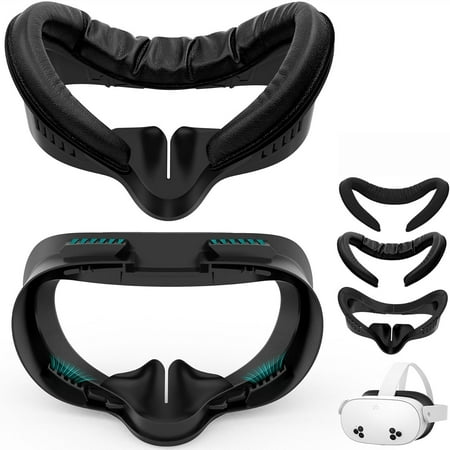 Face Pad Cover&Facial Interface for Meta Quest 3S Accessories Soft PU Leather Foam and Ice Silk Cotton Replacement Face Interface Cushion for Oculus Quest 3S Sweat-Proof and Air-Circulation Design