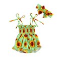 thumbnail image 1 of Barboteuse Fleurie d'Été Sans Manches à Taille Haute pour Bébé + Bandeau, 1 of 8