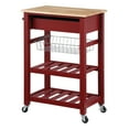 thumbnail image 5 of Hampton Engineered Wood Kitchen Cart With Wood Top and Red Base, 5 of 10