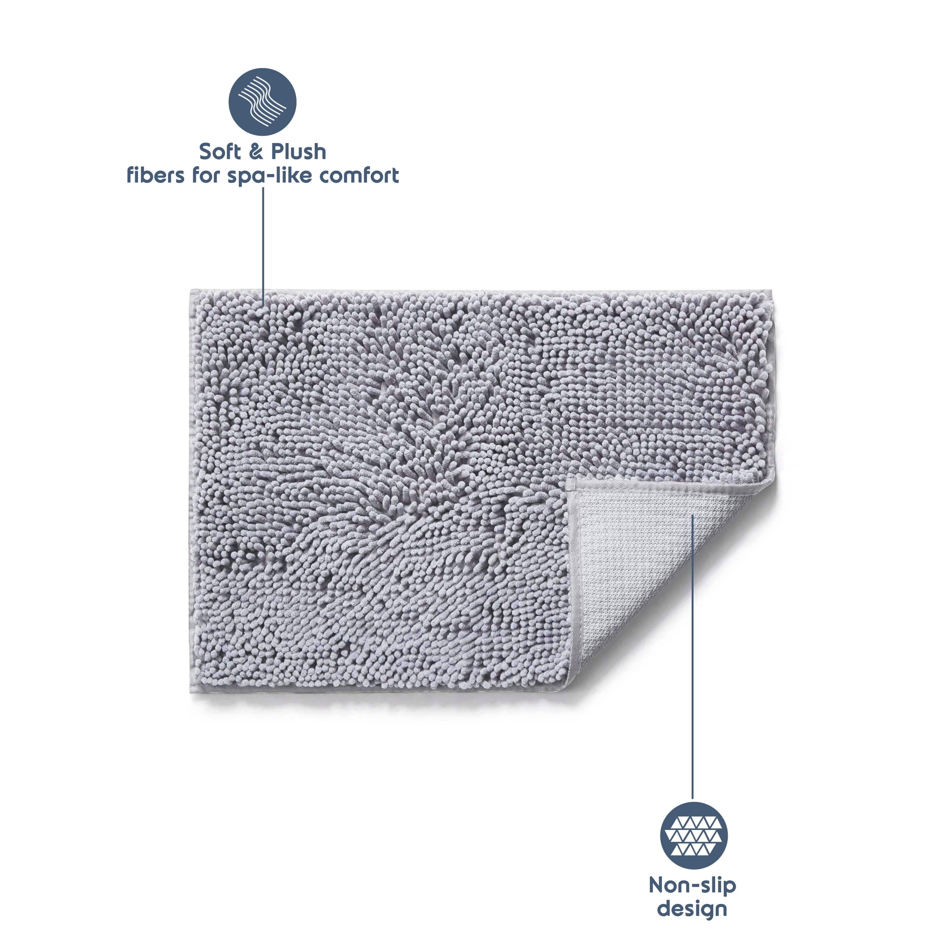 LammaLoe Bath Rug, Chenille Bathroom Rug, Absorbant Bath Mat For Bathroom Decor, Shower Mat 17x24 & 20x32 Pack