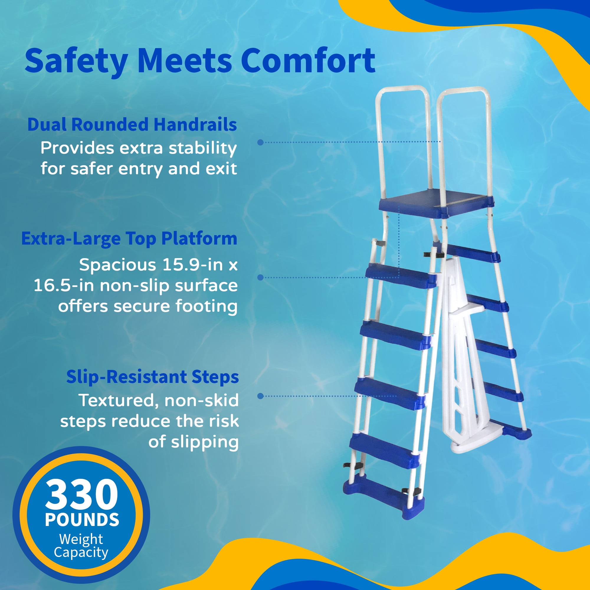 Blue Wave 52-in a-Frame Ladder w/ Safety Barrier and Removable Steps for Above Ground Pools