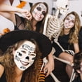 thumbnail image 2 of ColorPaquete de 8 pegatinas de tatuaje temporal de cara de calavera de azúcar del Día de los muertos, pegatinas de tatuaje de maquillaje de Halloween para fiesta de disfraces de Ha, 2 of 5