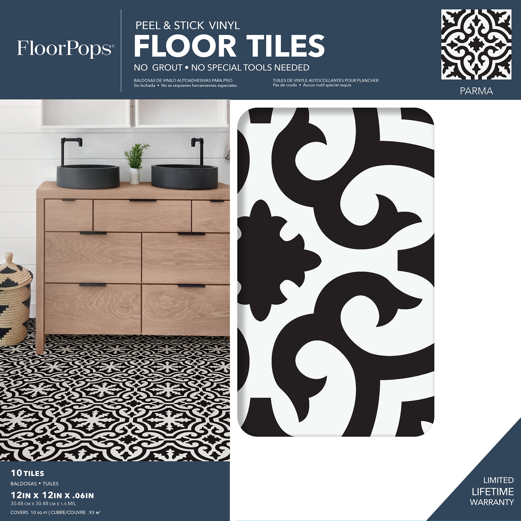 FloorPops 12-in by 12 Estate Peel & Stick Floor Tiles