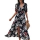 thumbnail image 5 of Minnieouse Vestido largo de verano Traje de playa Algodón Cuello en V Mano de obra fina Patrón de flores de manga corta Exquisito elegante Vestidos Negro/XL Minnieouse AP018342-04, 5 of 6