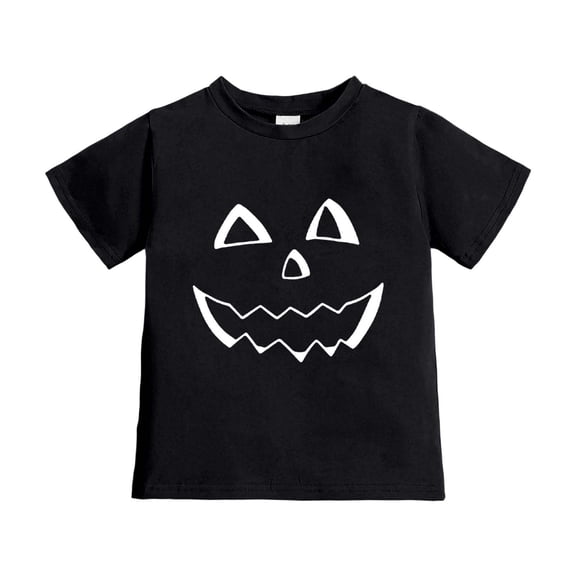 Bainana Halloween T-Shirts For Girls Size 4-5 Years Breathable Face Print Short Sleeve Tees Teen Halloween Outings Clothes Black