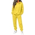 thumbnail image 3 of Jerdar Womens 2 Piece Lounge Set Hoodie Jogger Pants Oversized Solid Color Drawstring Pocket Elastic Waistband Casual Fall Winter Travel Outfits S, 3 of 8