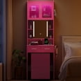 thumbnail image 4 of Ktaxon Makeup Vanity Table for Small Spaces, Vanity Table Set with Charging Station and Sliding Mirror, Bedroom Makeup Table, Hot Pink, 4 of 4