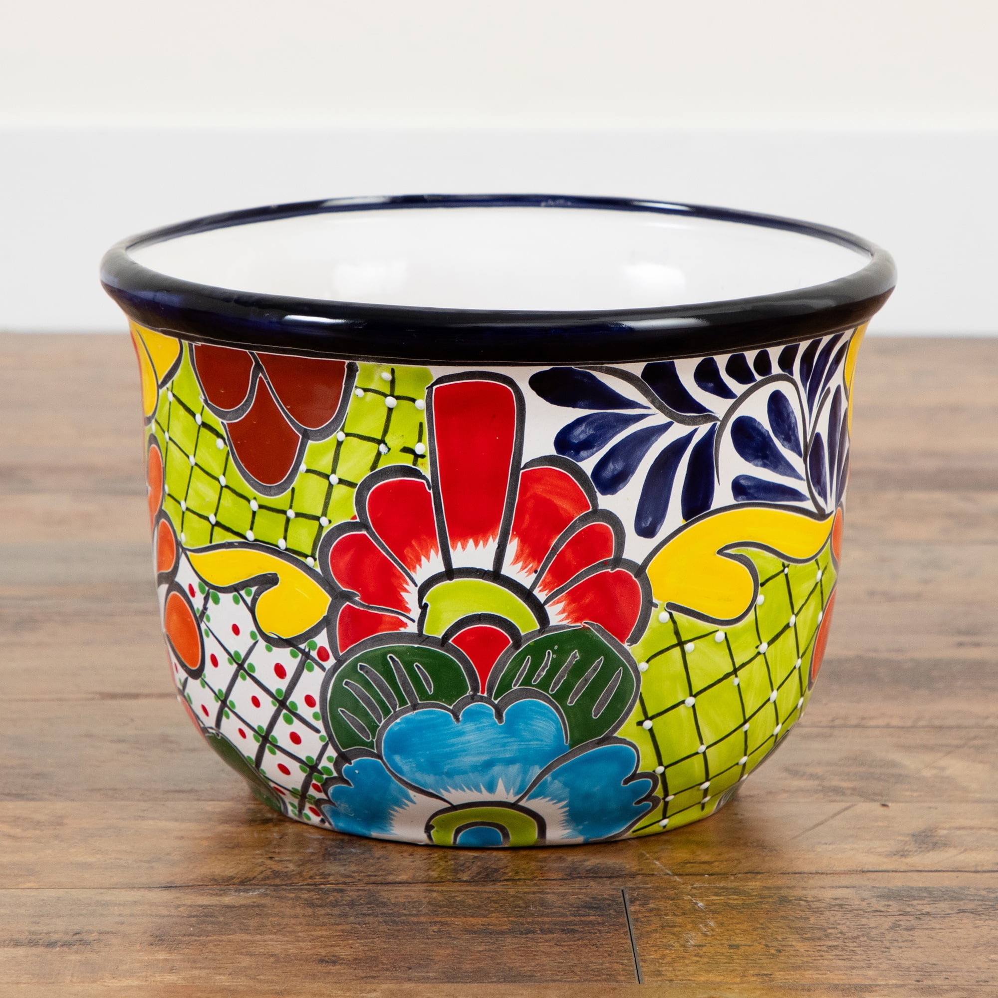 Nearly Natural Talavera Ceramic Planter - 9" - Multicolored