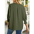 thumbnail image 2 of Women's Dressy Casual V Neck Batwing Sleeve Blouse - Loose Fit Smocked Cuff Fall Tops, 2 of 8