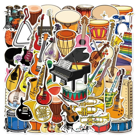 Paquete de pegatinas para piano, 50 unidades, colorido piano de cola y teclado