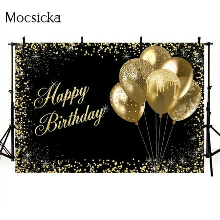Image of Rose Gold Girl Birthday Background Happy Birthday Party Decoration Photograph Black Rose Gold Glitter Balloon Backdrop