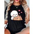 thumbnail image 1 of Chic Couples' Love Bear Graphic Tee - Women's Casual Round Neck Short Sleeve T-Shirt, Comfortable Summer Top, 1 of 5