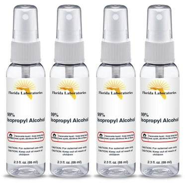 Isopropyl Alcohol Pure 99%, Pack of 4 Bottles of 2oz