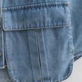 thumbnail image 5 of SWSMCLT Women's Crop Vest Dnim Shirt Soft Winter Sleeveless Top Tank Top Jean Vest Fall Button Cute Slimming Spring Loose Pocket Royal Blue Small, 5 of 5