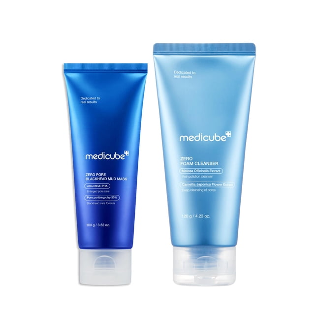 Mascarilla facial medicube Zero Pore Blackhead Mud y limpiador Zero Foam para pieles sensibles