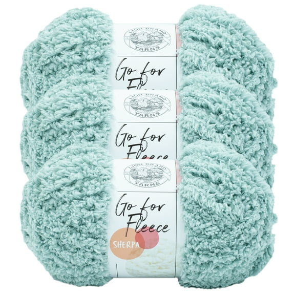 Lion Brand Yarn Go for Fleece Sherpa Seafoam Super Soft Sherpa Jumbo Polyester Blue Yarn 3 Pack