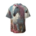 thumbnail image 6 of Lsque Flower White Horse (2) print Men's Cuban Collar Short Sleeve Shirt Summer Beachwear Casual Button Down Fashionable Vacation Leisure Shirt-Medium, 6 of 7