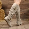 thumbnail image 6 of GJPBGK Women’s Boots Knee High Slouchy Boots Suede Faux Fur Lined Side Zipper Buckle Winter Fashion Boots, 6 of 9