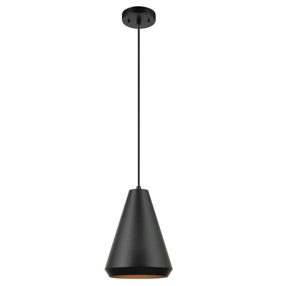 Globe Electric Harvey 1-Light Metal Pendant Lighting, Matte Black, Black Fabric Cord, 60341