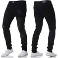 thumbnail image 1 of Men Skinny Ripped Jeans Pants Casual Stretch Distressed Slim Fit Denim Trouser Bottoms, 1 of 2
