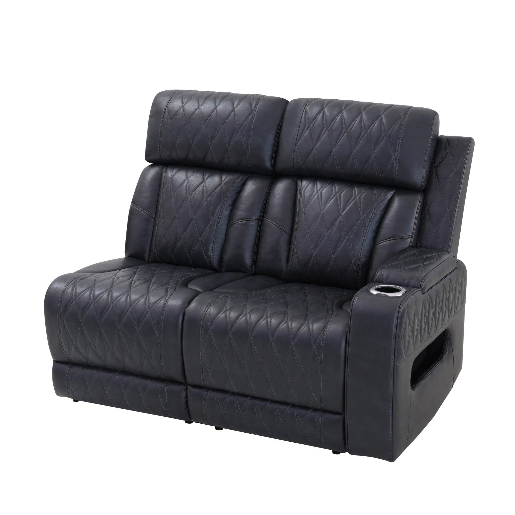 Gewnee Power Reclining Sectional Sofa, Air Leather, Adjustable Recline, USB & Type‑C Charging, Bluetooth Speaker, Cup Holders & Storage, Comfort Couch for Living Room Home Theater, Blackish Gray