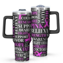 Breast Cancer Tumbler with Handle and Lid,40oz Double Wall Vacuum Insulated Tumbler,Cups Gift for Women and Men