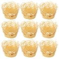 thumbnail image 1 of 60pcs Cupcake Wrappers Cake Wrappers Hollow out Pattern High Temperature Resistance for Cake (Golden), 1 of 8