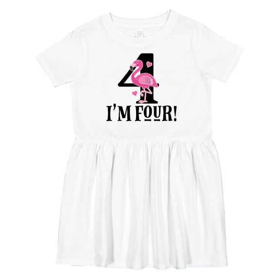 Inktastic 4th Birthday Flamingo Girls Toddler Dress