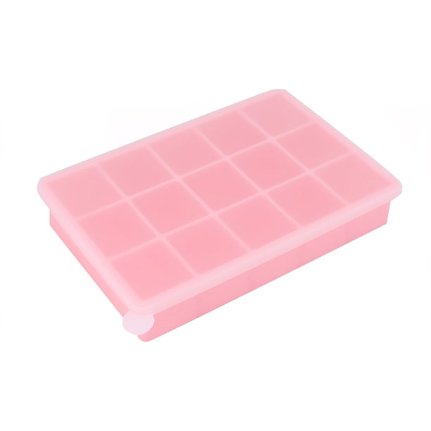 Bandeja de Hielo de Silicona con Tapa - Reutilizable, 15 Cubos - para Congelador, Fácil Liberación y Congelación Rápida, Hogar/Bar