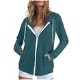 thumbnail image 2 of hoksml Women's Knit Zip Up Hoodies Fashion Solid Color Cardigan Sweaters Casual Loose Long Sleeve Hooded Top Coat with Pocket, 2 of 3