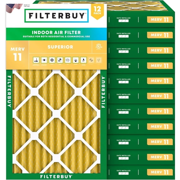 Filterbuy 16x36x2 MERV 11 (MPR 1200) Allergen Defense, Pleated HVAC AC Furnace Air Filters (12-Pack)