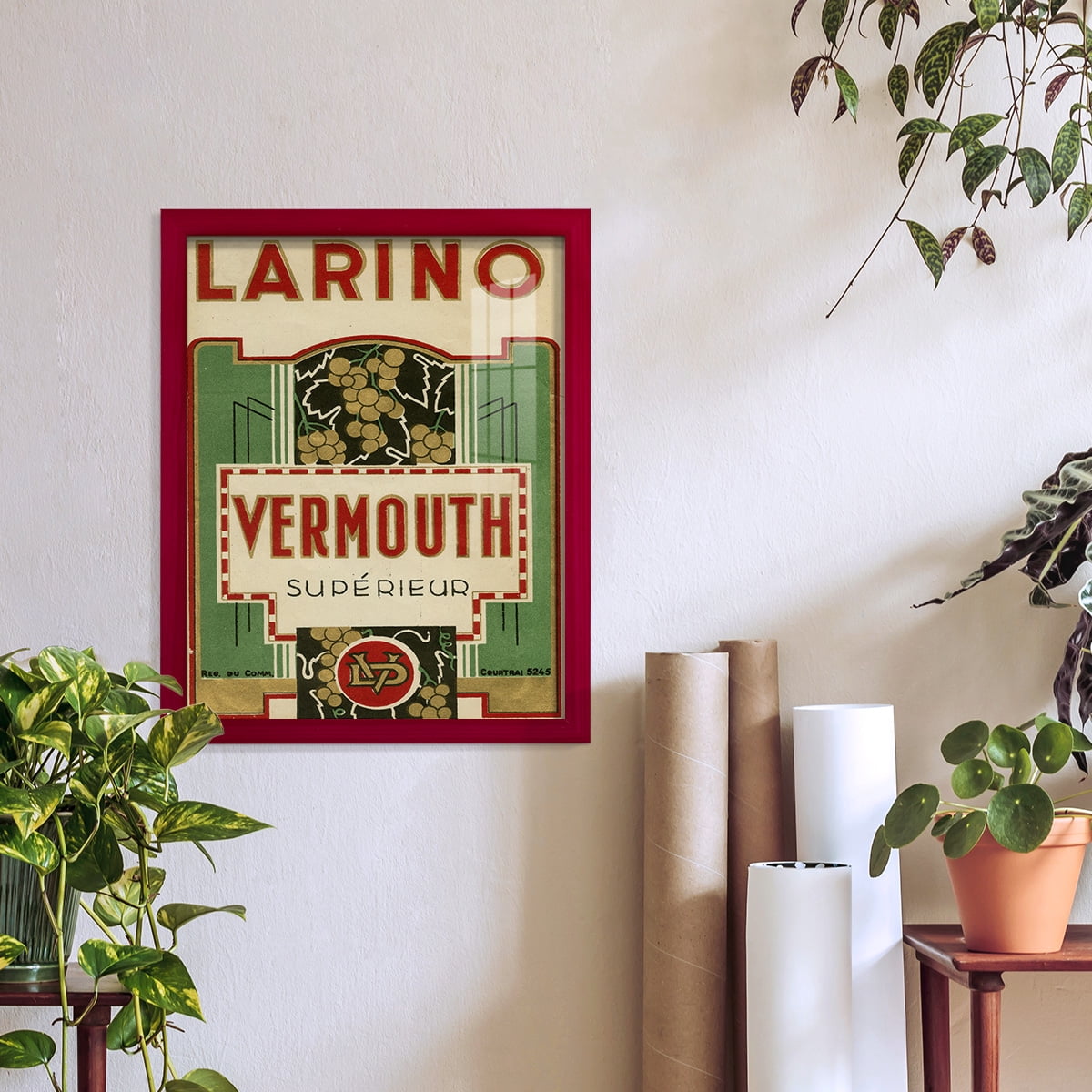 Larino Vermouth -Framed Print w/glass-Cherry Red
