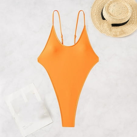 Tawop Women s Swimwear Swimwear Women s One Piece Bikini Clearance Womens Clothing Orange S