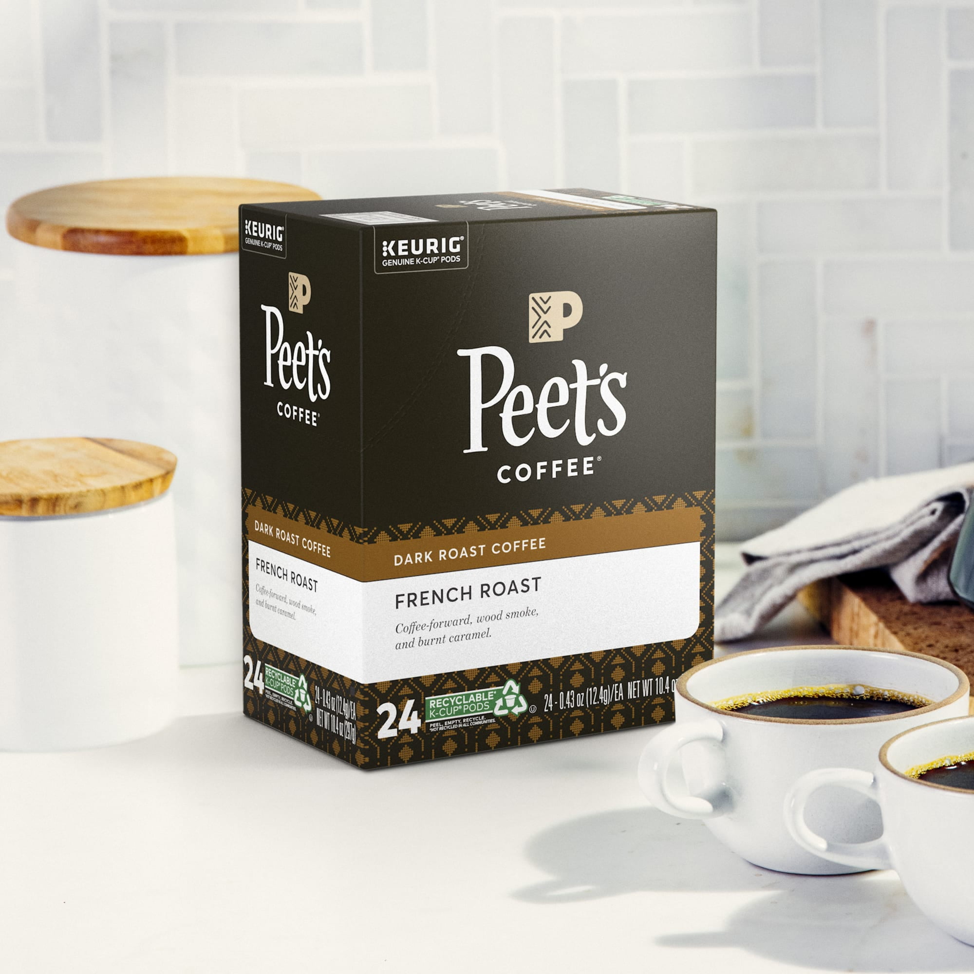 Peet's Coffee K-Cup Pods, French Roast Dark Roast (24 Count) Single Serve Pods Compatible with Keurig Brewers