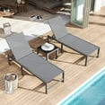 thumbnail image 7 of Amopatio Outdoor Lounge Chairs Set of 3, 24.4" Wider Patio Chaise Lounge with Table, Textilene Pool Chaise Lounge for Sun Tanning Lay Flat Poolside Lounger for Beach, Lawn, Grey, 7 of 7