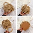 thumbnail image 3 of Bolso de mano mini para mujer, tipo cubo de agua, con cordón, tejido a mano, para playa, con red de pesca, 3 of 6