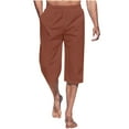 thumbnail image 2 of Kmdttou Capri Pants for Mens Fashion Summer Drawstring Elastic Waist Casual Solid Color Capris Pants on Clearance, 2 of 6