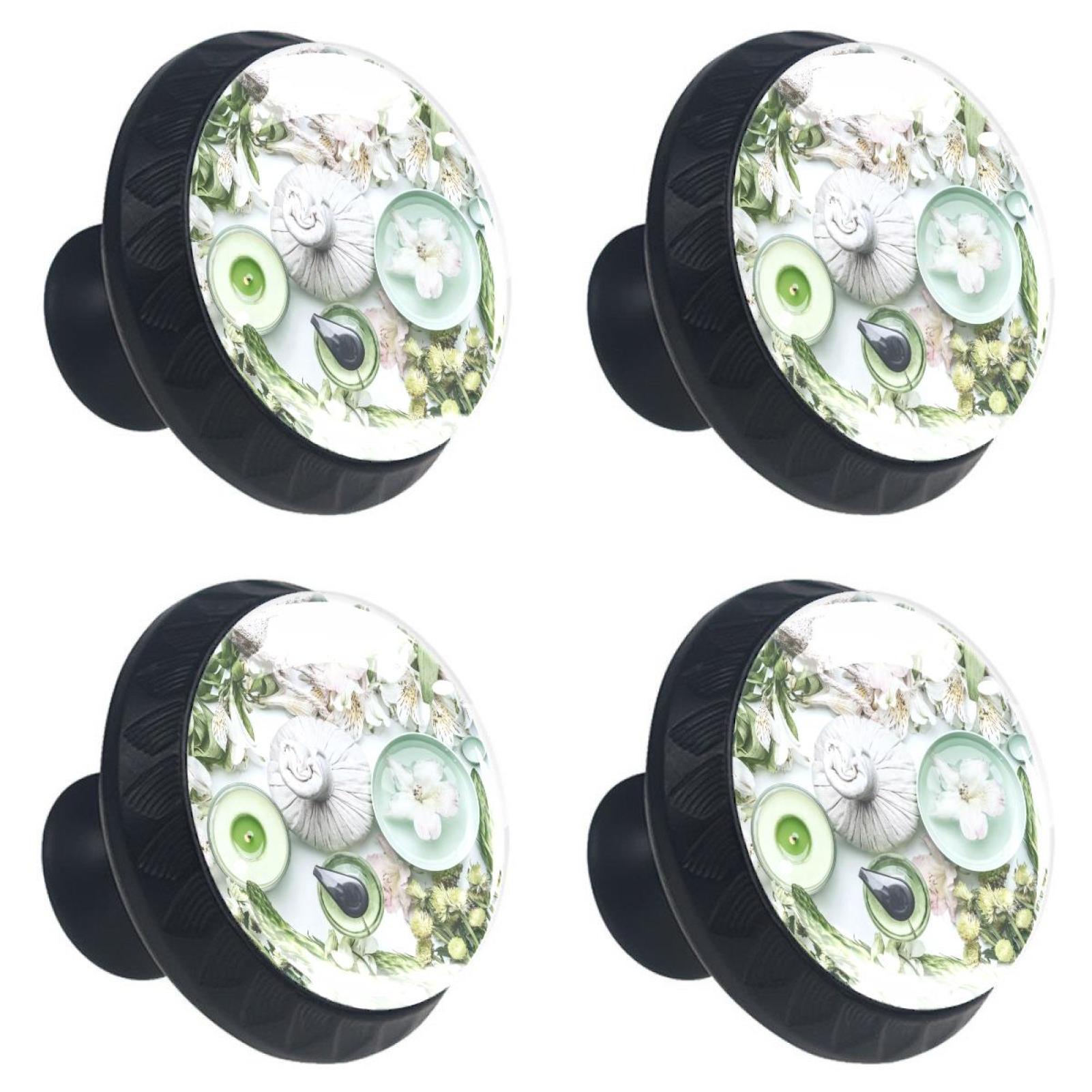 Ownta Massage Balls Black Round Glass Drawer Handles Knobs Pulls With