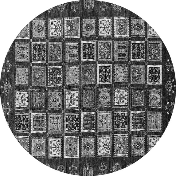 Ahgly Company Indoor Round Abstract Gray Modern Area Rugs, 6' Round