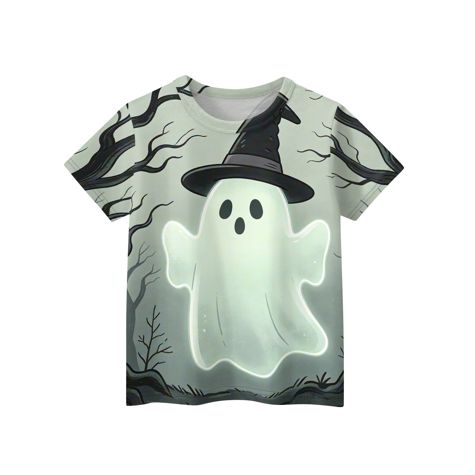 Grblisyd Halloween Boys Girls Shirts Short Sleeve Soft T-Shirts Pumpkin Ghost Print Tees Tops Clothes for Kids
